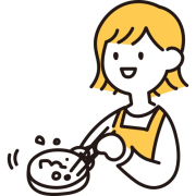 炒め物を作る女性のイラスト